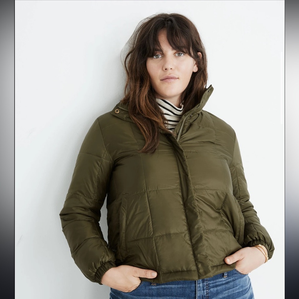MADEWELL Travel Buddy Packable Puffer Jacket Olive Green Size Small